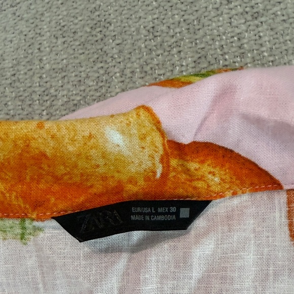NWOT Zara Pink Orange Print Crop Top Blouse - Picture 3 of 4